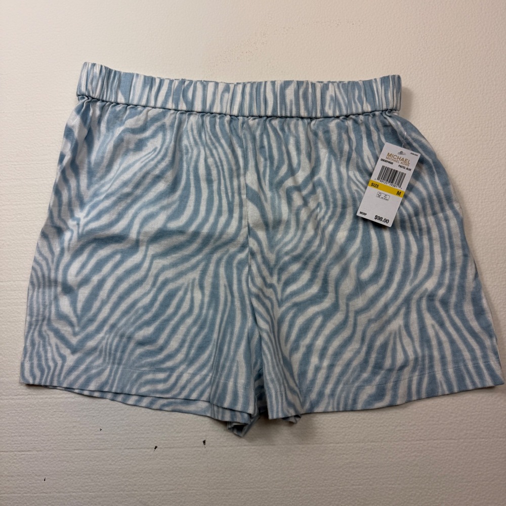 Michael Kors Pastel Blue Zebra Print Pull On Shorts Women Size Medium QS630YVKU0